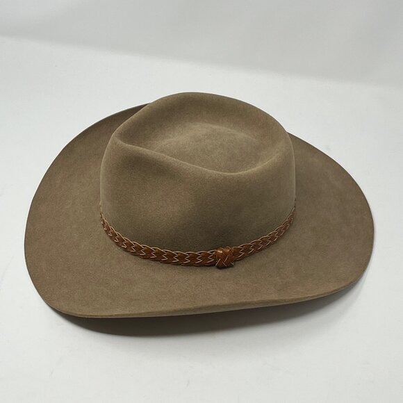 Akubra men's Snowy River western hat Australia taupe fur felt leather - Picture 1 of 11